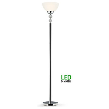 Crystal Balls Dimmer LED Torchiere Floor Lamp, 71"