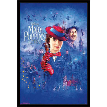 Mary Poppins Returns Sketch Poster, Black Framed Version