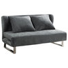 Velvet, Modern sofa bed with  winged back design, Gray
