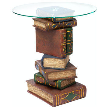 Stacked Volumes Sculptural Glass-Topped Book Table