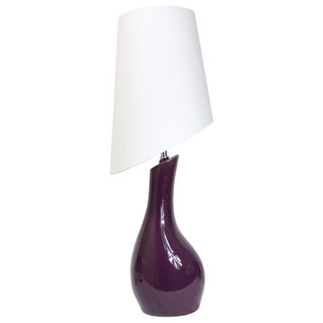 Elegant Designs Curved Purple Ceramic Table Lamp With Asymmetrical White Shade