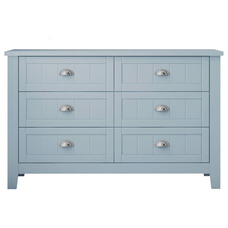 Blue-Gray Cabinet Dresser With 6 Drawers
