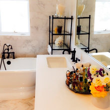 Beautiful white Calcutta marble master bathroom