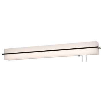 Apex 50" LED Overbed Wall Light, Espresso, Linen White Shade
