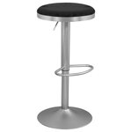 Meridian Furniture - Brody Upholstered Adjustable Stool, Black, Velvet, Chrome Base - Perch on this Brody Adjustable Stool to enjoy the best seat in the house. This beautiful stool is a charmingly elegant addition to your entertaining area, giving guests a comfortable spot to sit and relax. The sophisticated brushed chrome finish adds a refined and upscale look to this Brody stool, and the soft black velvet upholstered cushion drives home the posh and lavish feel. Adjust the seat easily to accommodate your needs, from a minimum of 23 inches high to a maximum of 31.75 inches.