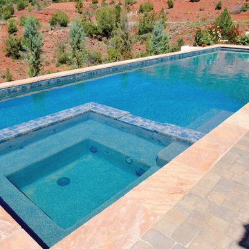 Pool with automatic cover and spa inside pool