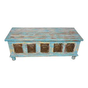 Mogul Interior - Consigned Buddha Carving Hope Chest Coffee Table - Coffee Tables
