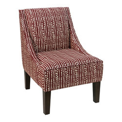 Universal Lighting and Decor - Uptown Line Dot Holiday Red Fabric Swoop Armchair - Bar Stools And Counter Stools