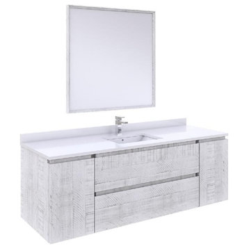 Fresca Formosa Modern 60" Rustic White Wall Hung Single Sink Vanity Set