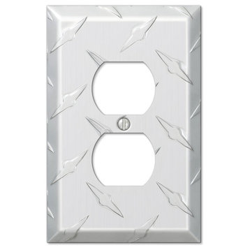 Diamond Plate Aluminum 1-Duplex Wall Plate