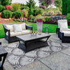 4' x 6' Gray and White Fan Leaf Rectangular Outdoor Area Rug