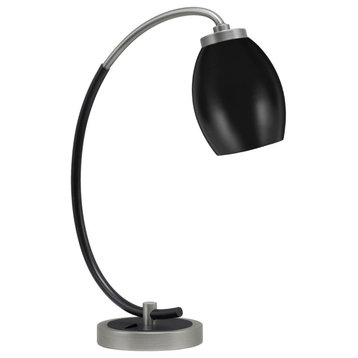 1-Light Desk Lamp, Graphite/Matte Black, 5" Matte Black Oval Metal Shade