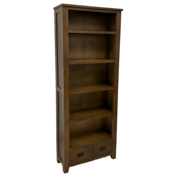 Mission Quarter Sawn Oak Open Shelf Bookcase - Walnut