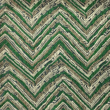 Norwich Chevron Heavy Chenille Upholstery Fabric, Emerald
