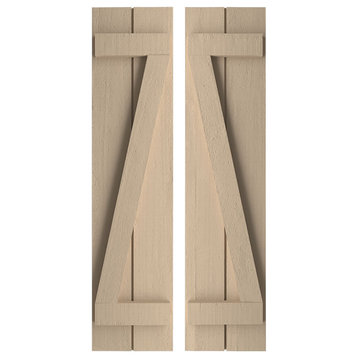 Rustic 2 Board Spaced B-N-B Faux Wood Shutters, Rough Cedar, 11.5x62"