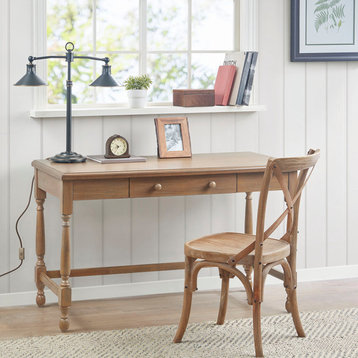 Martha Stewart Tabitha Farmhouse Wood Office Writing Desk, Natural
