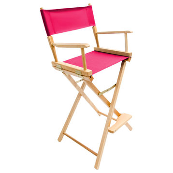 Gold Medal 30" Natural Commercial Director's Chair, Pink Lipstick