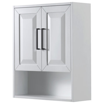 Daria Over-The-Toilet Bathroom Wall-Mounted Storage Cabinet, White, Black Trim