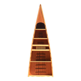 Wooden Canoe Book Shelf (Western Red Cedar wood) handmade wooden boat -  Beach Style - Bookcases - by Old Modern Handicrafts, Inc. | Houzz