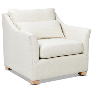 Traditional Accent Chair, Cushioned Seat With Curved Flared Arms & Lumbar Pillow