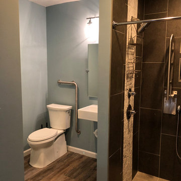 Zero entry shower and easy access bathroom for a great American Veteran