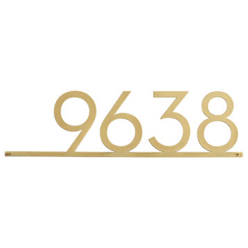 Mod Mettle Address Sign, Brass, 6"h Numbers, New York Font