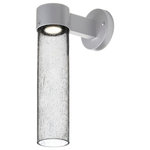 Besa Lighting - Besa Lighting JUNI16CL-WALL-LED-SL Juni 16 - 17.5" 4W 1 LED Outdoor Wall Sconce - The Juni 16 sconce is composed of a Silver aluminum bracket and transparent Blue glass cylinder, with an interesting bubble pattern blown randomly throughout the glass. The pleasing play of light through the bubble accents make for a striking affect. The standard incandescent option offers a prominent display of the lamp filament behind the glass, while the LED option results in a splash of concealed LED downlight. These stylish and functional luminaries are offered in a beautiful Silver finish.  Shade Included: TRUE  Dimable: TRUE  Eco-Friendly: TRUE  Color Temperaute:   Lumens: 240  CRI: 82  Rated Life: 25,000 HoursJuni 16 17.5" 4W 1 LED Outdoor Wall Sconce Silver Clear Bubble Glass *UL Approved: YES *Energy Star Qualified: n/a  *ADA Certified: n/a  *Number of Lights: Lamp: 1-*Wattage:4w LED bulb(s) *Bulb Included:Yes *Bulb Type:LED *Finish Type:Silver