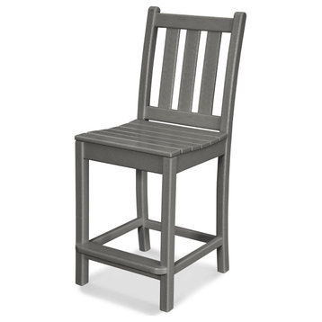 Polywood Traditional Garden Counter Side Chair, Slate Gray