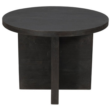 Fernious 48" Round Dining Table, Dark Gray Finish on Mango Solid Wood