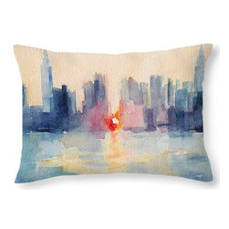 Manhattan Skyline Sunset Decorative Pillows - Decorative Pillows