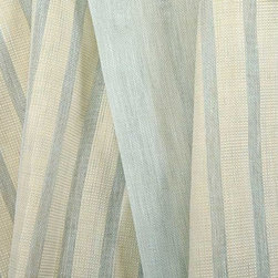 Linen Sheer Vertical Stripe Raffia Drapery in Aquamarine - Drapery Fabric