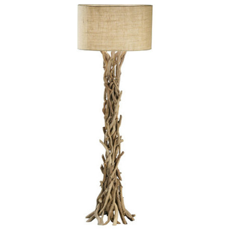 Modern Home Nautical Driftwood Floor Lamp - Natural Materials - Handcrafted Des