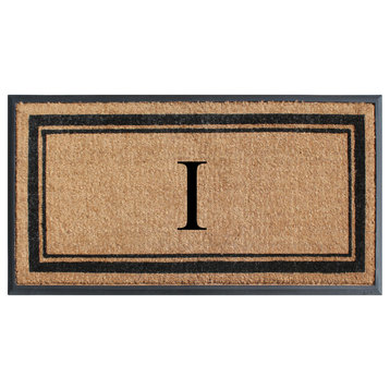 A1HC Picture Frame Natural Rubber and Coir Large Monogrammed Doormat 24"x48", I