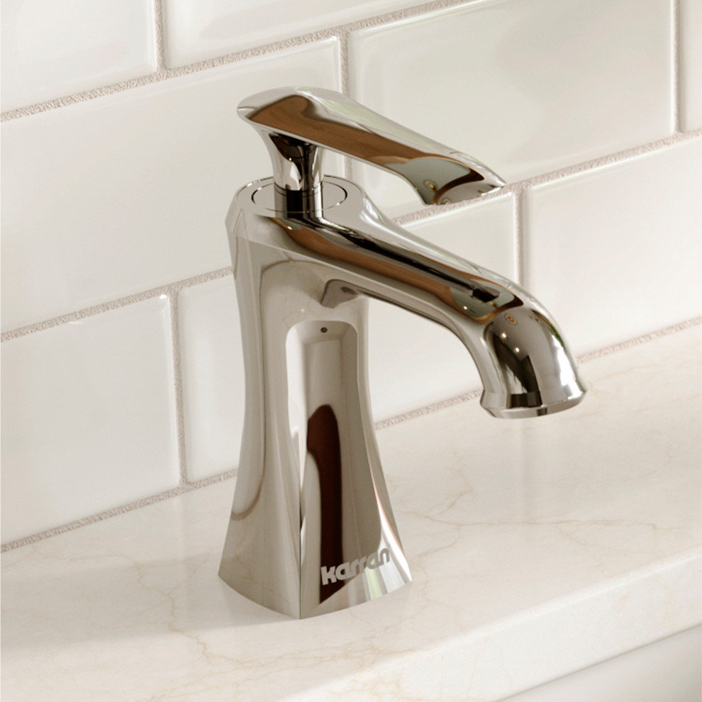 Karran 1-Hole 1-Handle Bathroom Faucet With Pop-Up Drain, Chrome