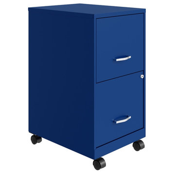 Space Solutions 18in 2 Drawer Metal Mobile Smart Vertical File Cabinet Blue
