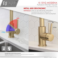 STYLISH Modern Single Handle  Pull down Sprayer  Kitchen Faucet in Gold Finish