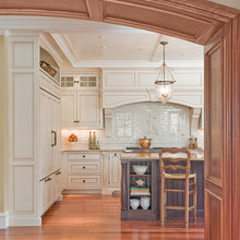 kitchen with library paneling view
