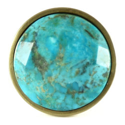 Stephen D. Evans - Faceted Turquoise Knob - Cabinet And Drawer Knobs