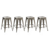 Hart Metal Counter Stools, Set of 4, Clear Brushed, 24"