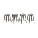 Hart Metal Counter Stools, Set of 4, Distressed Metal, 24"