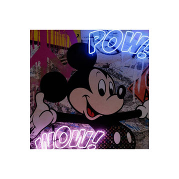 Mickey Mouse Neon Art Print | Andrew Martin Pow Wow, 31" X 47"