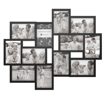Black Collage Picture Frame with 12 Openings for 4"x6" Photos by Lavish Home