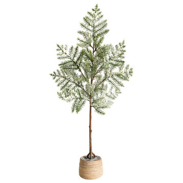 35" Frosted Pine Artificial Christmas Tree, Decorative Planter