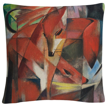 Franz Marc 'The Fox 1913' 16"x16" Decorative Throw Pillow