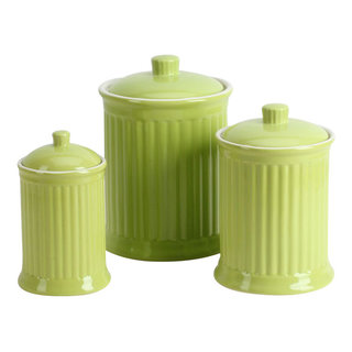 3PC Glass Canisters Set for Kitchen Counter with Airtight Lids - Retro Design - Pantry Organization Food Storage Containers for Cookies, Tea, Sugar, C