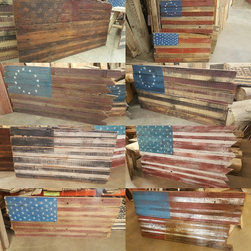 Barn wood American flags - Paintings