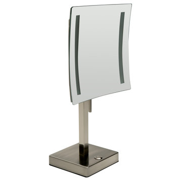 ALFI brand ABM8FLED-BN Brushed Nickel Tabletop Square 8" Mirror with Light