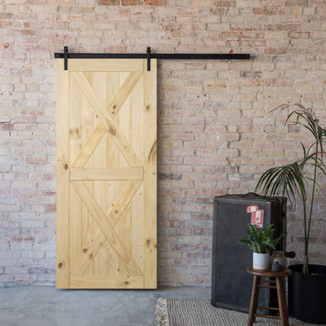 36 Inch DIY Sliding Interior Barn Door, Modern Rustic Farmhouse - Unfinished