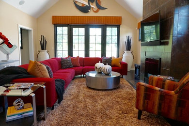 Example of a trendy living room design in Columbus