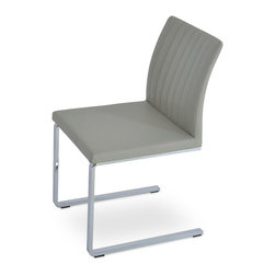 ZEYNO FLAT DINING-LIGHT GREY LEATHERETTE - Dining Chairs